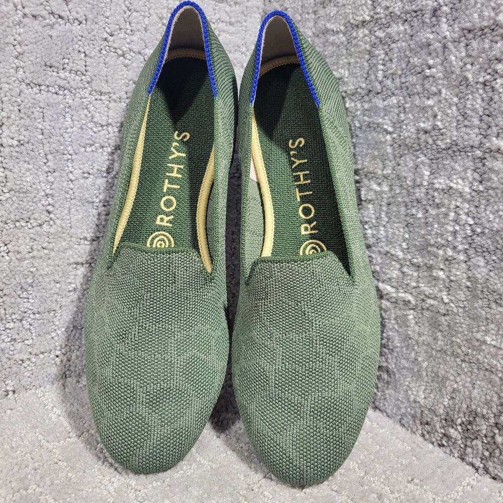 Rothys The Loafer Womens Size 7 Green Safari Round Toe Slip on Flat Ballet Shoes